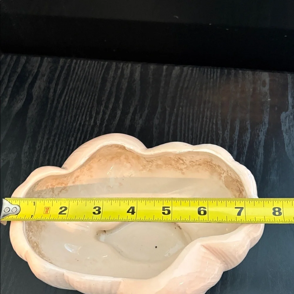 Vintage Peach Ceramic Footed Shell Vase Planter